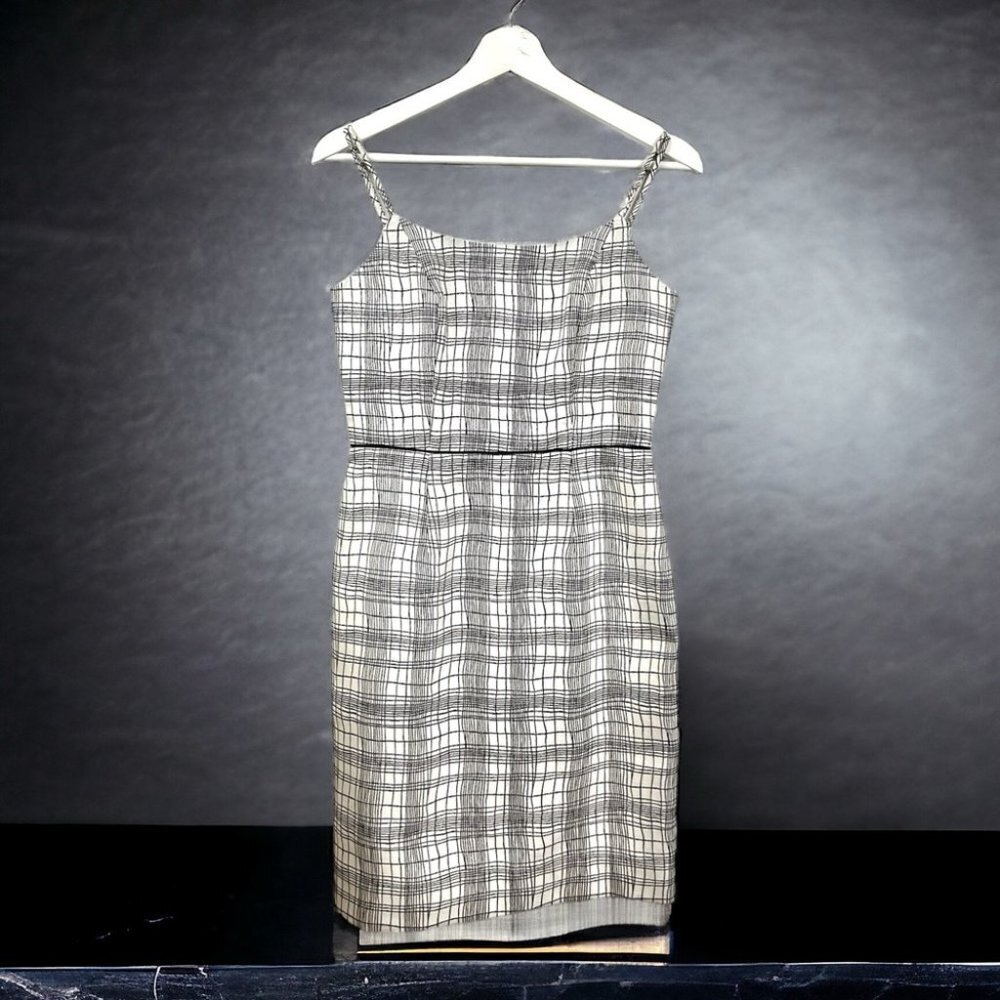 Banana Republic Scribble Plaid Sleeveless Sheath Dress Size 2